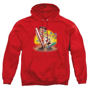 AN OFFCIALLY LICENSED BETTY BOOP SURF ADULT UNISEX PULLOVER HOODIE RED