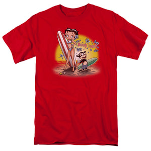 AN OFFCIALLY LICENSED BETTY BOOP SURF MEN'S REGULAR FIT T-SHIRT RED