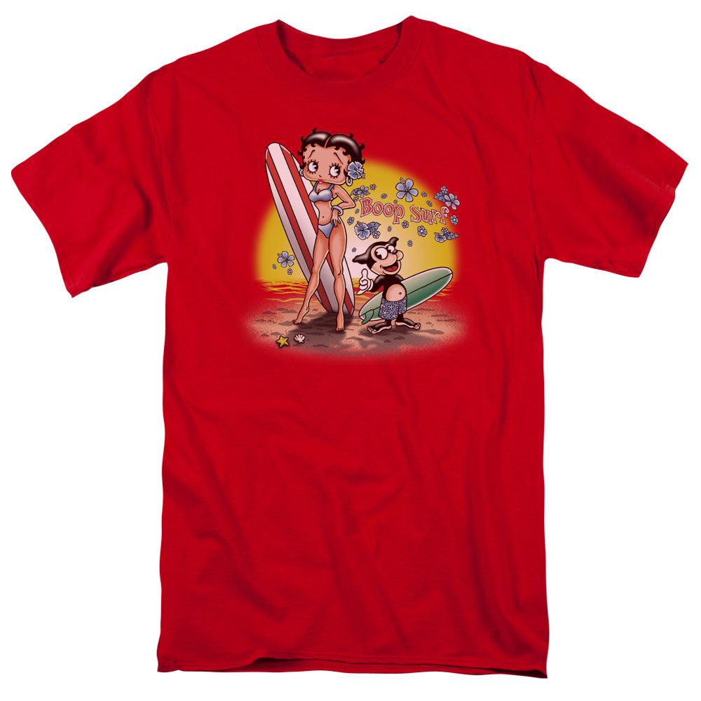 AN OFFCIALLY LICENSED BETTY BOOP SURF MEN'S REGULAR FIT T-SHIRT RED