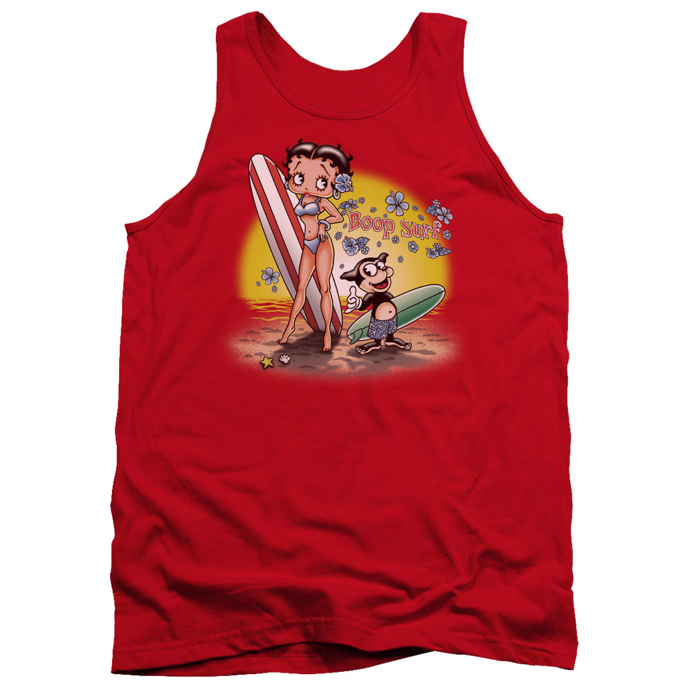 AN OFFCIALLY LICENSED BETTY BOOP SURF ADULT UNISEX TANK TOP RED