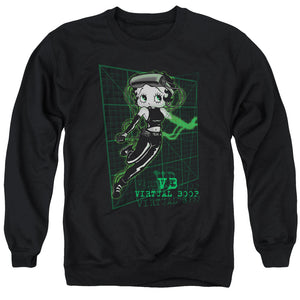 AN OFFCIALLY LICENSED BETTY BOOP VIRTUAL BOOP ADULT UNISEX CREWNECK SWEATSHIRT BLACK