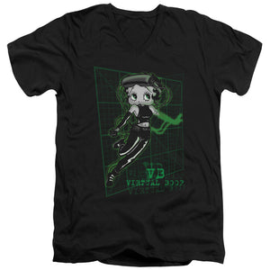 AN OFFCIALLY LICENSED BETTY BOOP VIRTUAL BOOP MEN'S V-NECK T-SHIRT BLACK