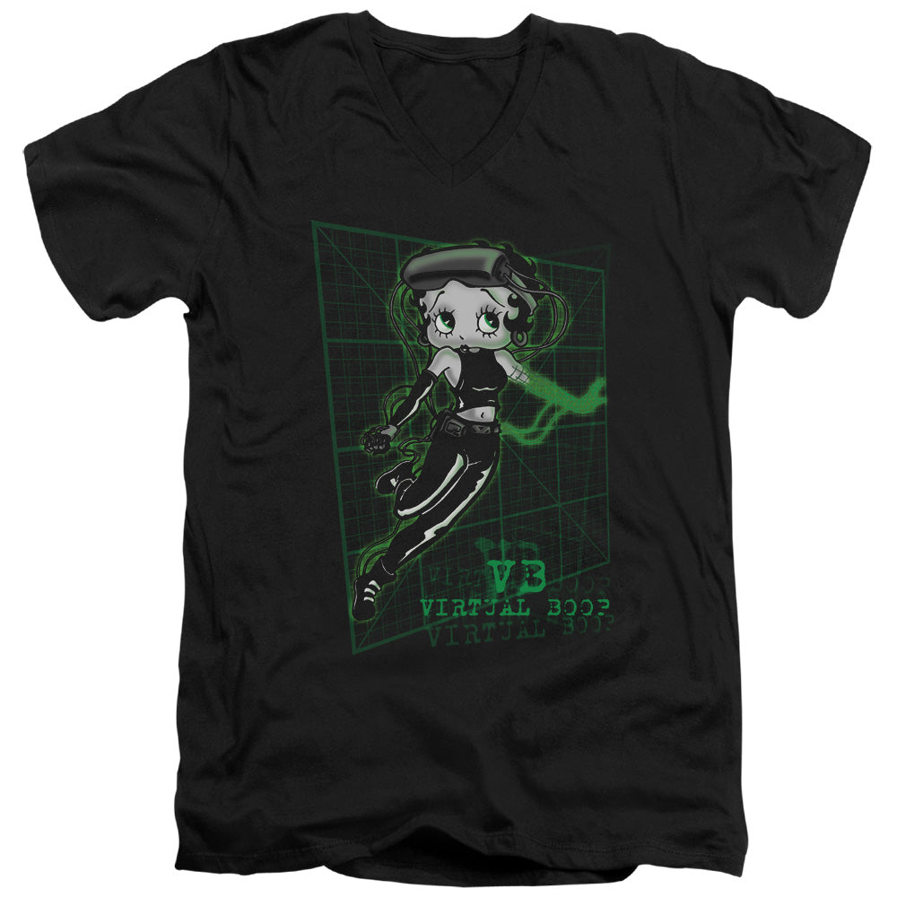 AN OFFCIALLY LICENSED BETTY BOOP VIRTUAL BOOP MEN'S V-NECK T-SHIRT BLACK
