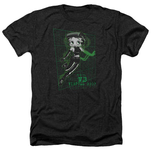 AN OFFCIALLY LICENSED BETTY BOOP VIRTUAL BOOP MEN'S HEATHER T-SHIRT CHARCOAL