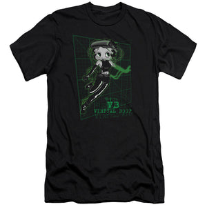 AN OFFCIALLY LICENSED BETTY BOOP VIRTUAL BOOP MEN'S PREMIUM SLIM FIT T-SHIRT BLACK