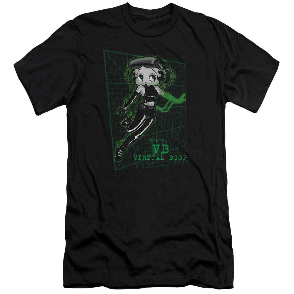 AN OFFCIALLY LICENSED BETTY BOOP VIRTUAL BOOP MEN'S PREMIUM SLIM FIT T-SHIRT BLACK