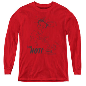 AN OFFCIALLY LICENSED BETTY BOOP NIMBLE BETTY YOUTH LONG SLEEVE T-SHIRT RED
