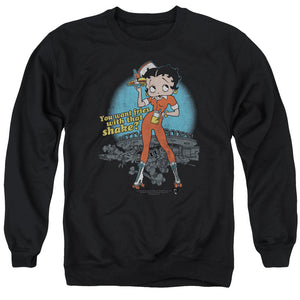 AN OFFCIALLY LICENSED BETTY BOOP FRIES WITH THAT ADULT UNISEX CREWNECK SWEATSHIRT BLACK