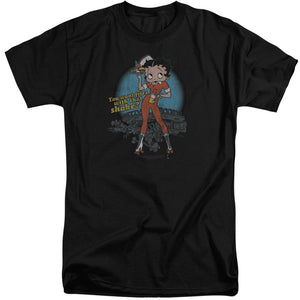 AN OFFCIALLY LICENSED BETTY BOOP FRIES WITH THAT MEN'S TALL FIT T-SHIRT BLACK