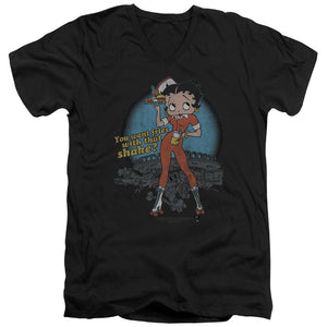 AN OFFCIALLY LICENSED BETTY BOOP FRIES WITH THAT MEN'S V-NECK T-SHIRT BLACK