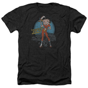 AN OFFCIALLY LICENSED BETTY BOOP FRIES WITH THAT MEN'S HEATHER T-SHIRT CHARCOAL