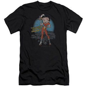 AN OFFCIALLY LICENSED BETTY BOOP FRIES WITH THAT MEN'S PREMIUM SLIM FIT T-SHIRT BLACK