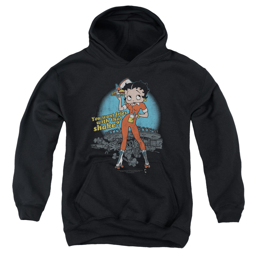 AN OFFCIALLY LICENSED BETTY BOOP FRIES WITH THAT YOUTH HOODIE BLACK