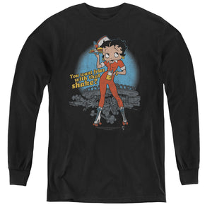 AN OFFCIALLY LICENSED BETTY BOOP FRIES WITH THAT YOUTH LONG SLEEVE T-SHIRT BLACK