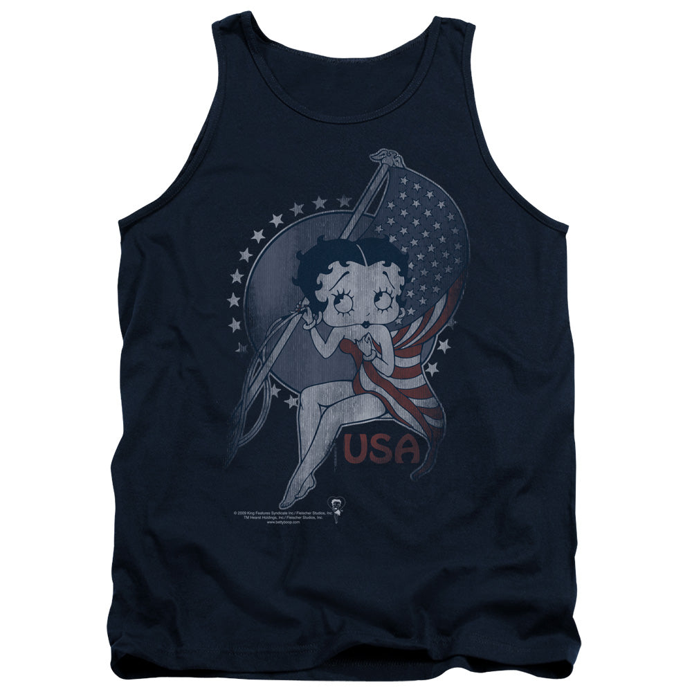 AN OFFCIALLY LICENSED BETTY BOOP PROUD BETTY ADULT UNISEX TANK TOP NAVY