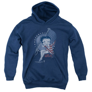 AN OFFCIALLY LICENSED BETTY BOOP PROUD BETTY YOUTH HOODIE NAVY