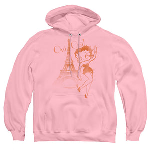 AN OFFCIALLY LICENSED BETTY BOOP OUI OUI ADULT UNISEX PULLOVER HOODIE PINK