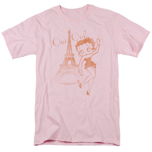 AN OFFCIALLY LICENSED BETTY BOOP OUI OUI MEN'S REGULAR FIT T-SHIRT PINK