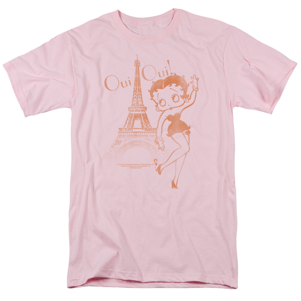 AN OFFCIALLY LICENSED BETTY BOOP OUI OUI MEN'S REGULAR FIT T-SHIRT PINK