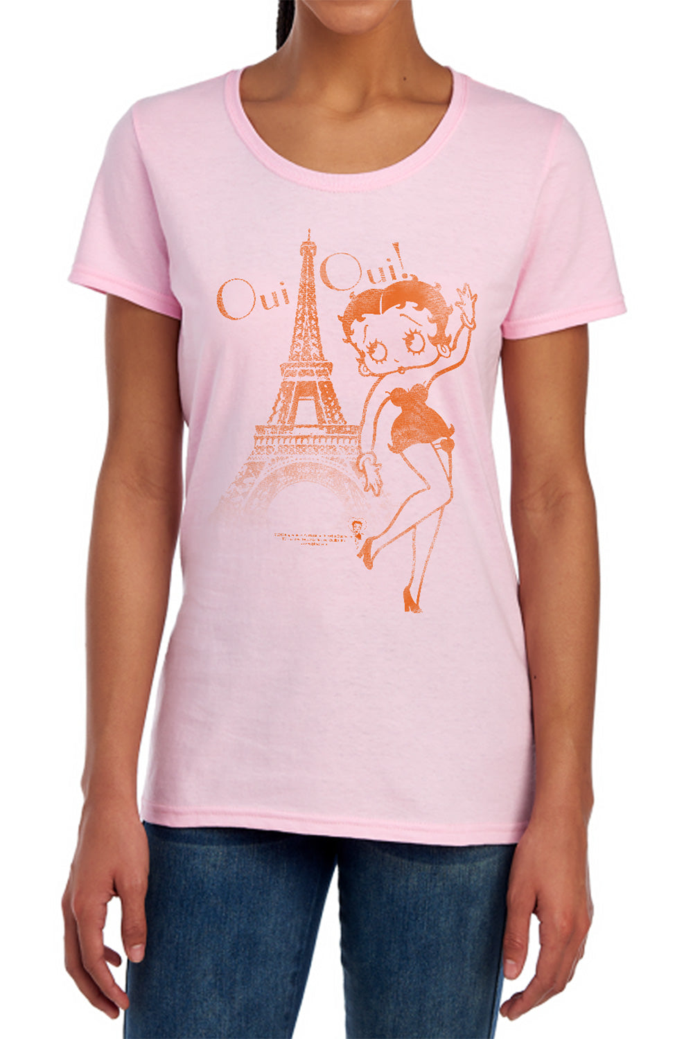 AN OFFCIALLY LICENSED BETTY BOOP OUI OUI WOMEN'S REGULAR FIT T-SHIRT PINK