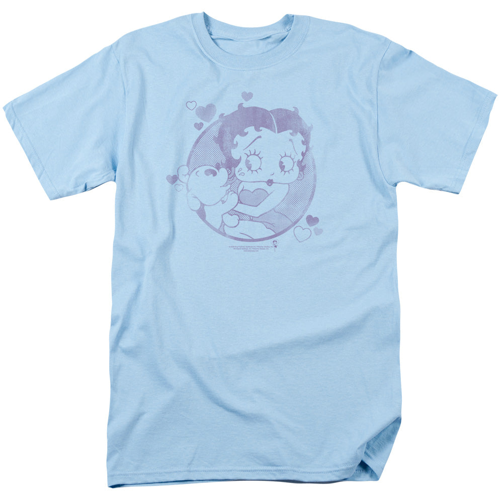 AN OFFCIALLY LICENSED BETTY BOOP PERFECT KISS MEN'S REGULAR FIT T-SHIRT LIGHT BLUE