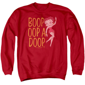 AN OFFCIALLY LICENSED BETTY BOOP CLASSIC OOP ADULT UNISEX CREWNECK SWEATSHIRT RED