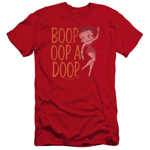 AN OFFCIALLY LICENSED BETTY BOOP CLASSIC OOP MEN'S PREMIUM SLIM FIT T-SHIRT RED