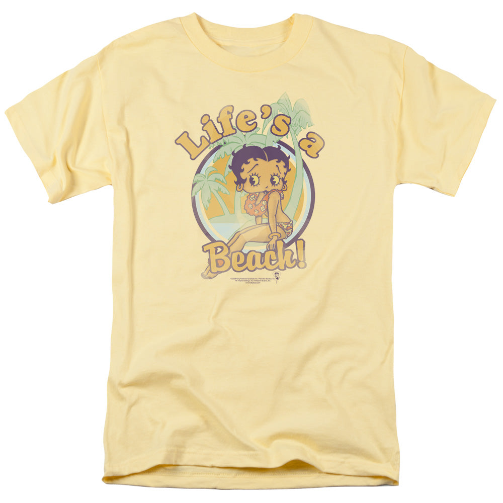 AN OFFCIALLY LICENSED BETTY BOOP LIFES A BEACH MEN'S REGULAR FIT T-SHIRT BANANA