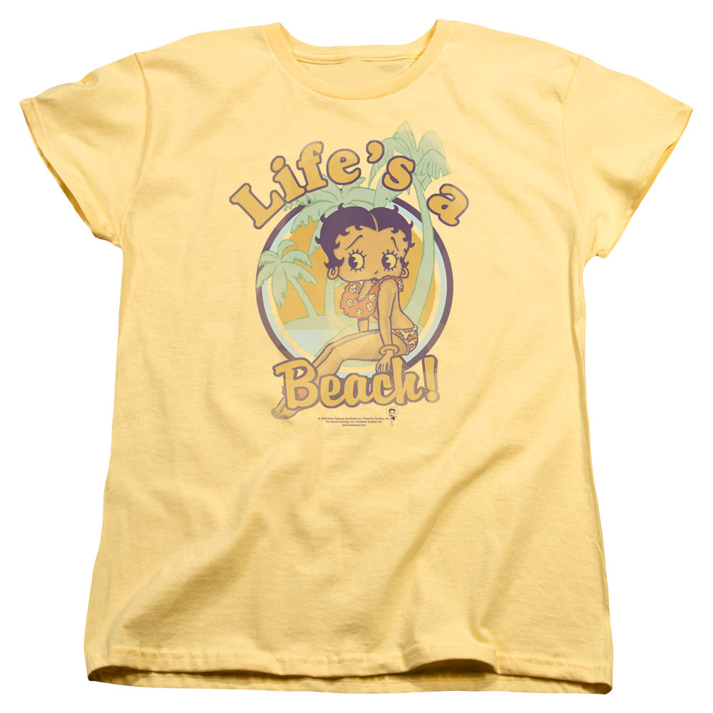 AN OFFCIALLY LICENSED BETTY BOOP LIFES A BEACH WOMEN'S REGULAR FIT T-SHIRT BANANA