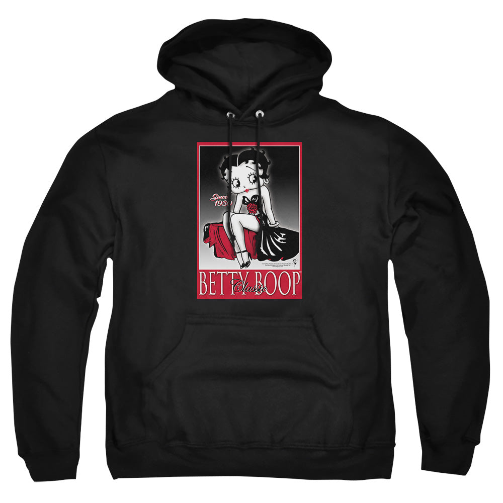 AN OFFCIALLY LICENSED BETTY BOOP CLASSIC ADULT UNISEX PULLOVER HOODIE BLACK