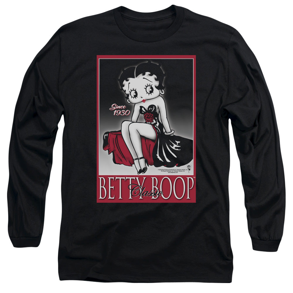AN OFFCIALLY LICENSED BETTY BOOP CLASSIC MEN'S LONG SLEEVE T-SHIRT BLACK