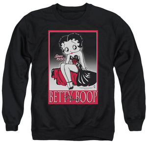 AN OFFCIALLY LICENSED BETTY BOOP CLASSIC ADULT UNISEX CREWNECK SWEATSHIRT BLACK