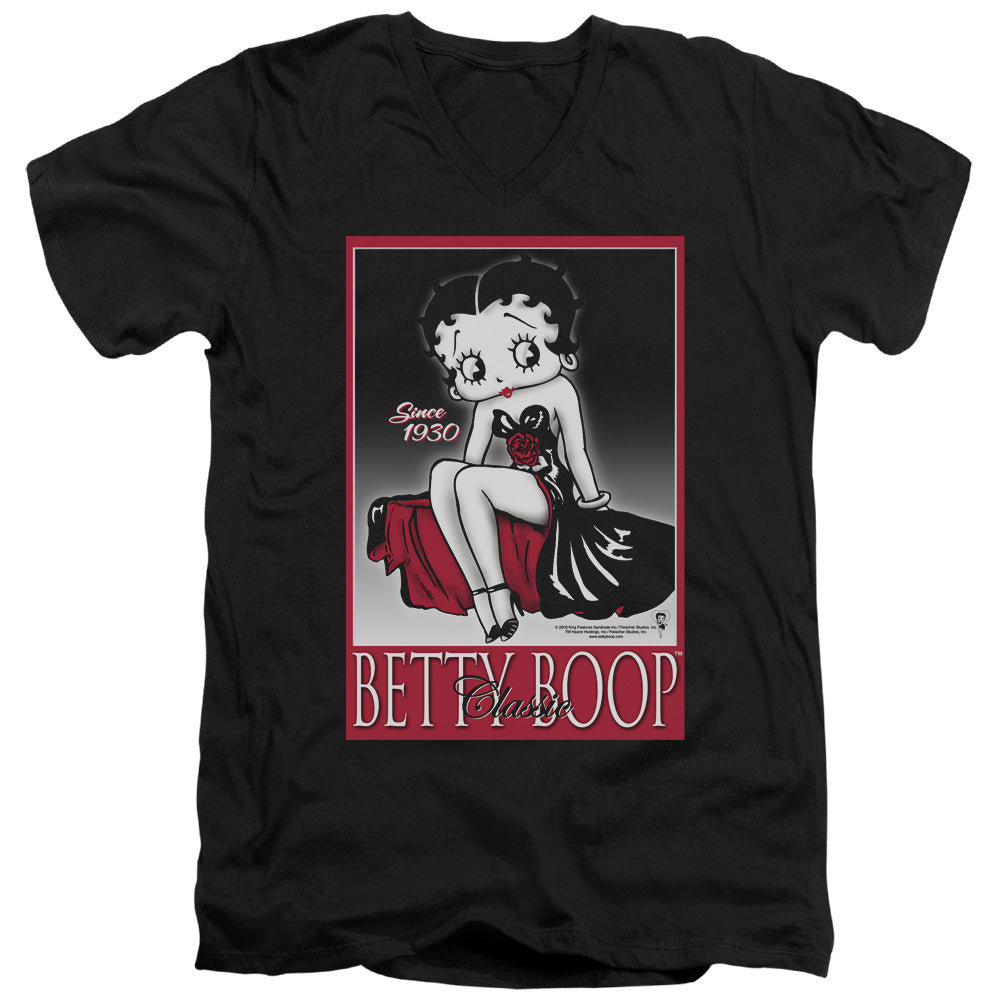 AN OFFCIALLY LICENSED BETTY BOOP CLASSIC MEN'S V-NECK T-SHIRT BLACK