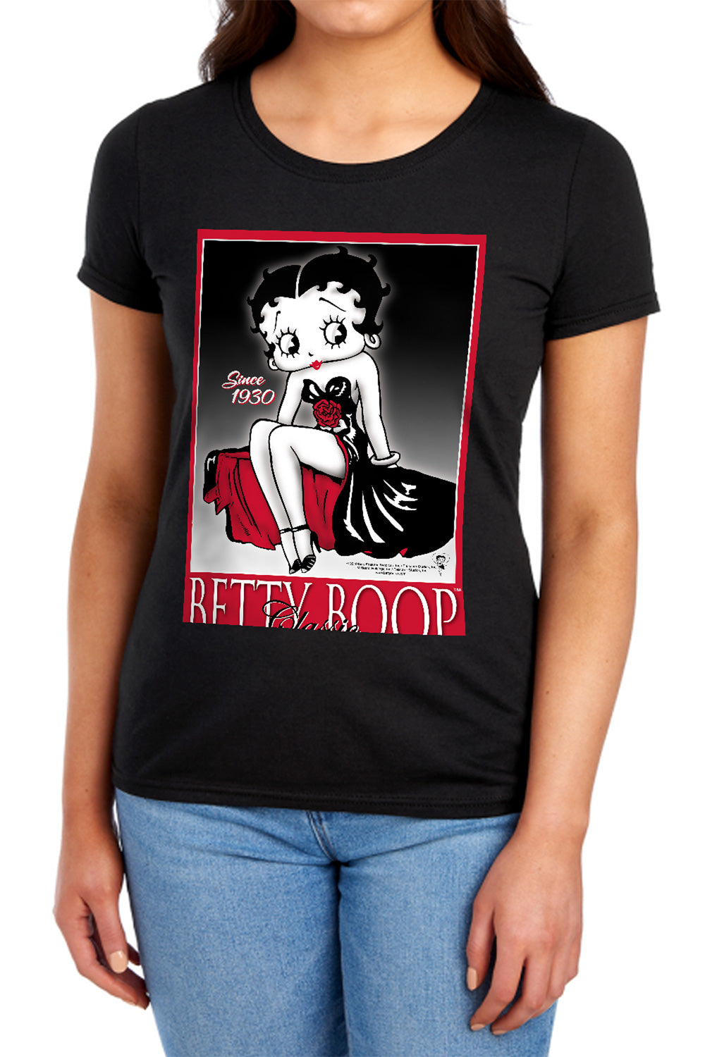 AN OFFCIALLY LICENSED BETTY BOOP CLASSIC WOMEN'S REGULAR FIT T-SHIRT BLACK
