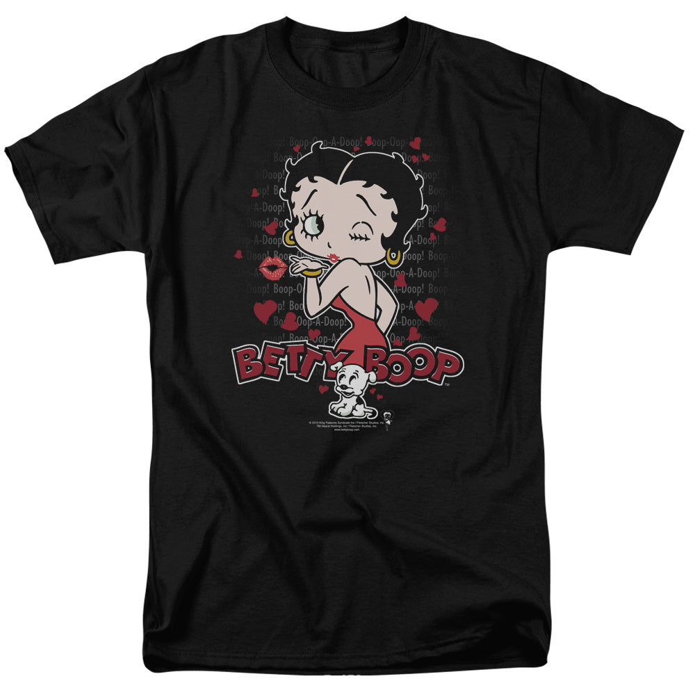 AN OFFCIALLY LICENSED BETTY BOOP CLASSIC KISS MEN'S REGULAR FIT T-SHIRT BLACK