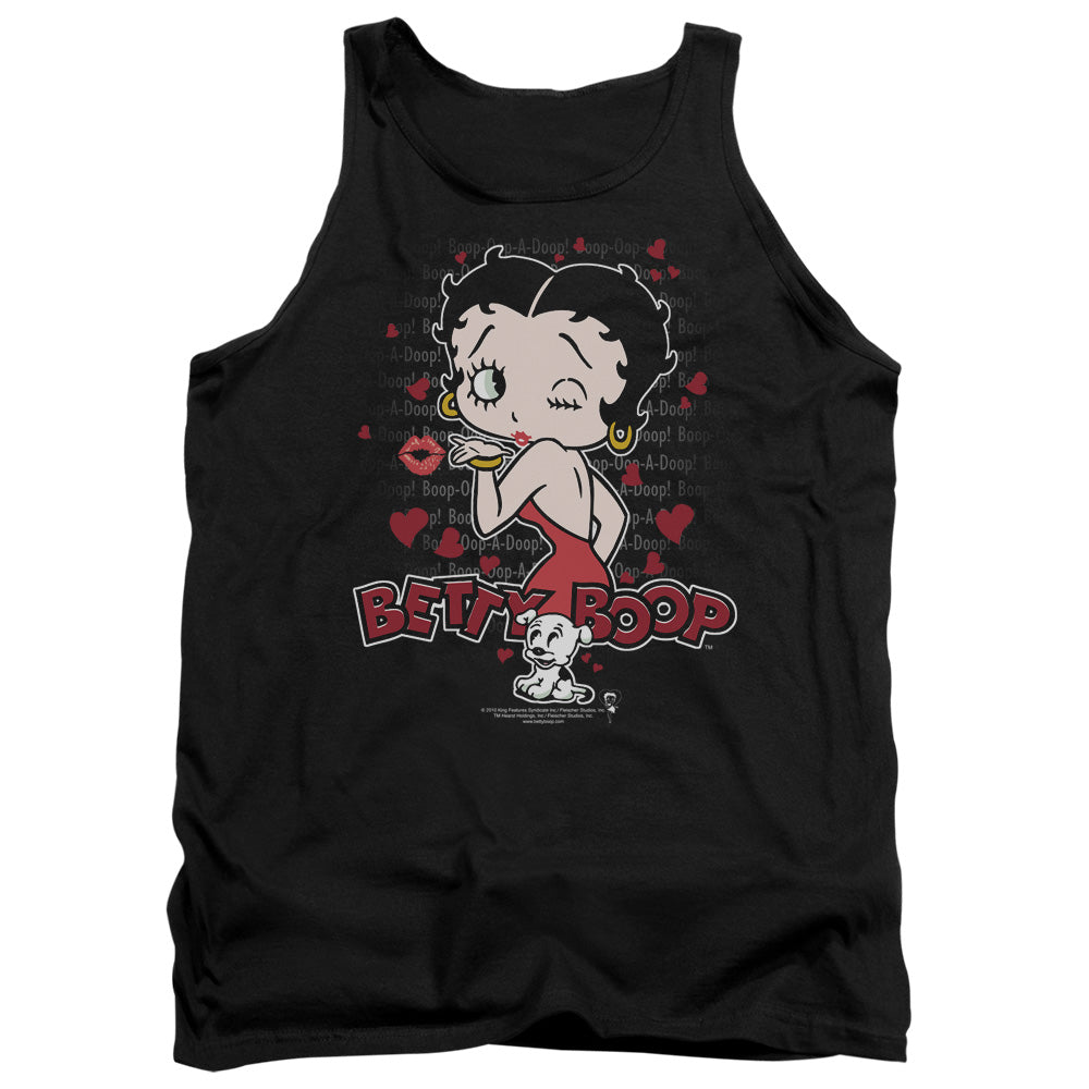 AN OFFCIALLY LICENSED BETTY BOOP CLASSIC KISS ADULT UNISEX TANK TOP BLACK