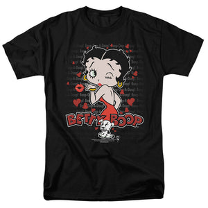 AN OFFCIALLY LICENSED BETTY BOOP CLASSIC KISS MEN'S REGULAR FIT T-SHIRT RED