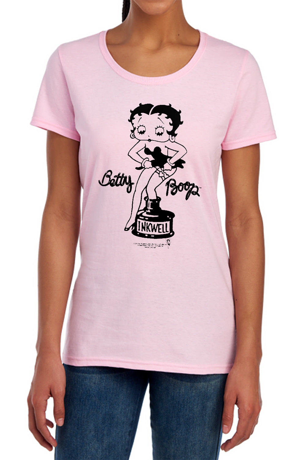 AN OFFCIALLY LICENSED BETTY BOOP INKWELL WOMEN'S REGULAR FIT T-SHIRT PINK