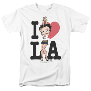 AN OFFCIALLY LICENSED BETTY BOOP I HEART LA MEN'S REGULAR FIT T-SHIRT WHITE