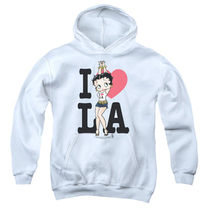 AN OFFCIALLY LICENSED BETTY BOOP I HEART LA YOUTH HOODIE WHITE