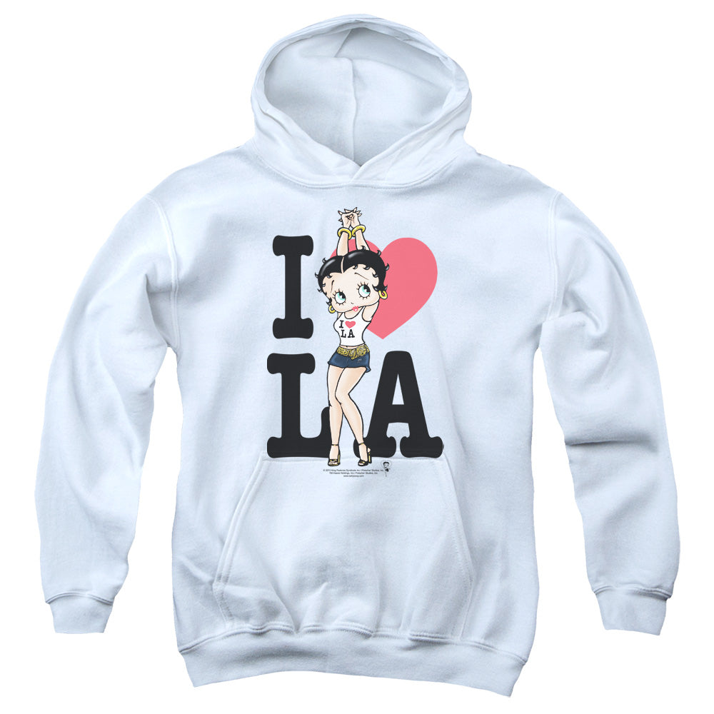 AN OFFCIALLY LICENSED BETTY BOOP I HEART LA YOUTH HOODIE WHITE