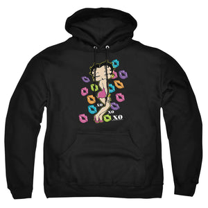 AN OFFCIALLY LICENSED BETTY BOOP TRIPPLE XO ADULT UNISEX PULLOVER HOODIE BLACK