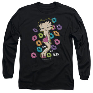 AN OFFCIALLY LICENSED BETTY BOOP TRIPPLE XO MEN'S LONG SLEEVE T-SHIRT BLACK
