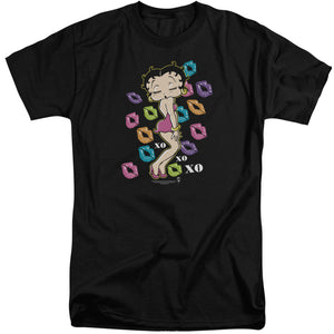 AN OFFCIALLY LICENSED BETTY BOOP TRIPPLE XO MEN'S TALL FIT T-SHIRT BLACK