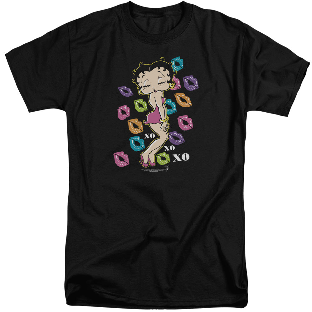 AN OFFCIALLY LICENSED BETTY BOOP TRIPPLE XO MEN'S TALL FIT T-SHIRT BLACK