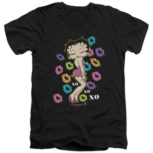 AN OFFCIALLY LICENSED BETTY BOOP TRIPPLE XO MEN'S V-NECK T-SHIRT BLACK