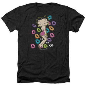 AN OFFCIALLY LICENSED BETTY BOOP TRIPPLE XO MEN'S HEATHER T-SHIRT CHARCOAL
