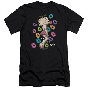 AN OFFCIALLY LICENSED BETTY BOOP TRIPPLE XO MEN'S PREMIUM SLIM FIT T-SHIRT BLACK