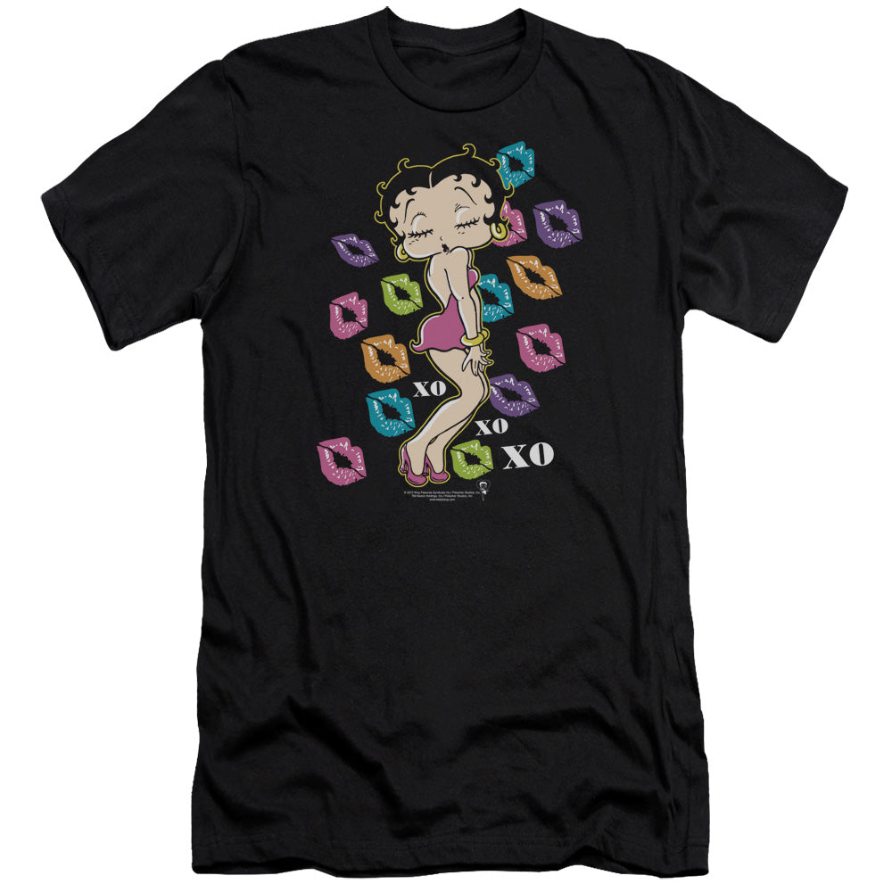 AN OFFCIALLY LICENSED BETTY BOOP TRIPPLE XO MEN'S PREMIUM SLIM FIT T-SHIRT BLACK