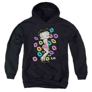 AN OFFCIALLY LICENSED BETTY BOOP TRIPPLE XO YOUTH HOODIE BLACK
